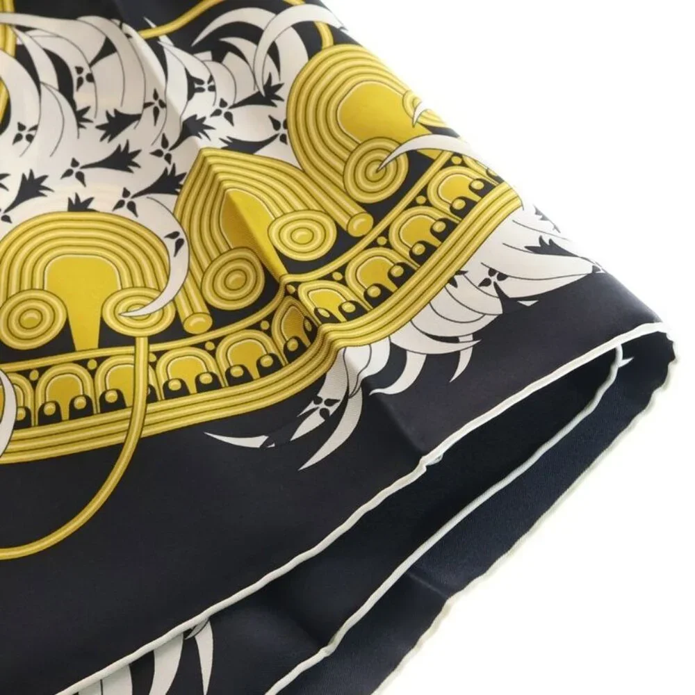 ★SOLD★ Hermes Carre 90 Legend of Embroidery Silk Scarf Black White - Picture 4 of 6